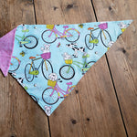 Dog Bandana -Reversible Classic Tie On Blue Bike Bandana