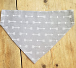 Dog Bandana Gray with White Arrows Over the Collar Style