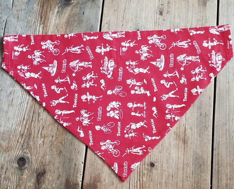 Dog Bandana Red Candy Print Over the Collar