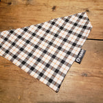 Dog bandana Over the Collar Style Black and Orange Plaid Fall Print