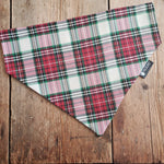 Dog Bandana Over the Collar Style Christmas Plaid Santa's Sleigh